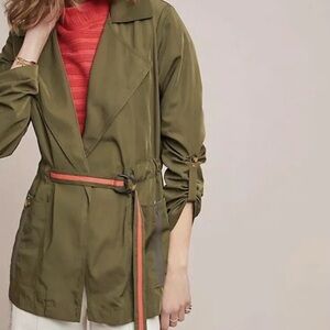 Anthropologie Gisborne Anorak Olive Green Safari Jacket Women’s Size Medium